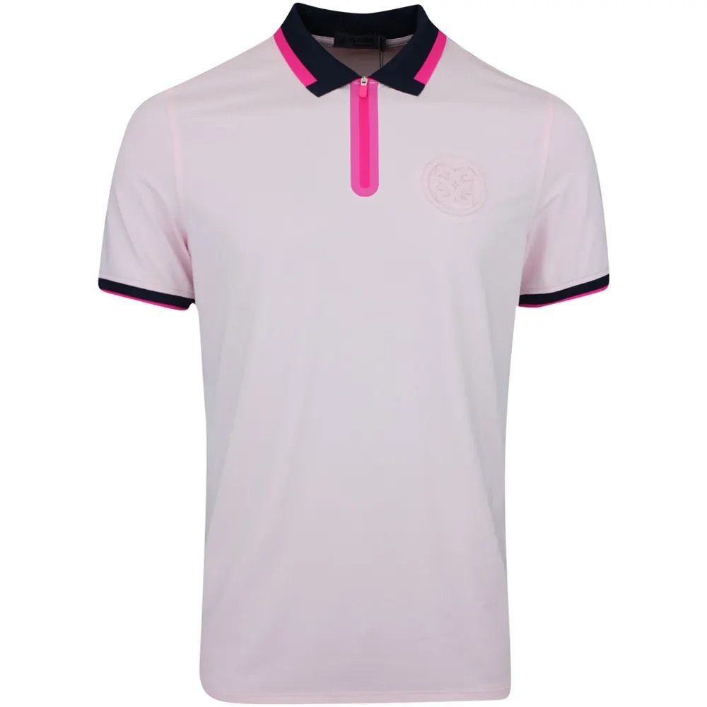 G/FORE Golf Polo Embossed Logo Rib Collar Quarter Zip Tech Cameo Pink
